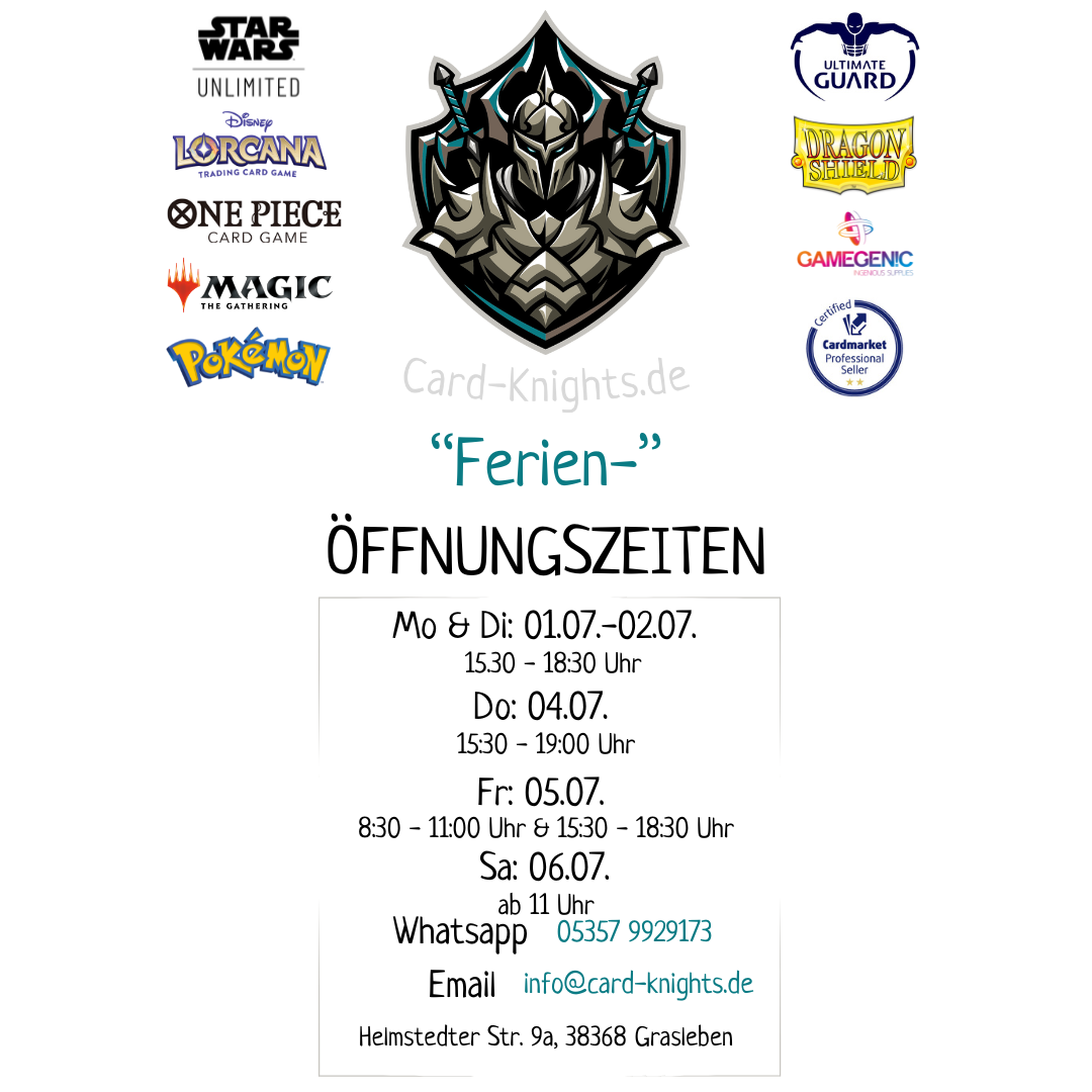 Öffnungszeiten vom 01.07. - 07.07.2024 "Ferienzeit"