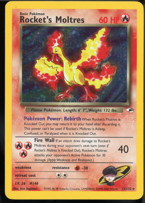 AOG Graded 2.5 - 2000 Pokémon – Gym Heroes – EN Rocket's Moltres 12/132