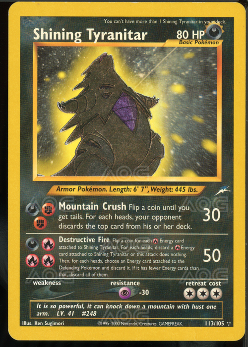 AOG Graded 6.5 - 2002 Pokémon – Neo Destiny – EN Shining Tyranitar 113/105