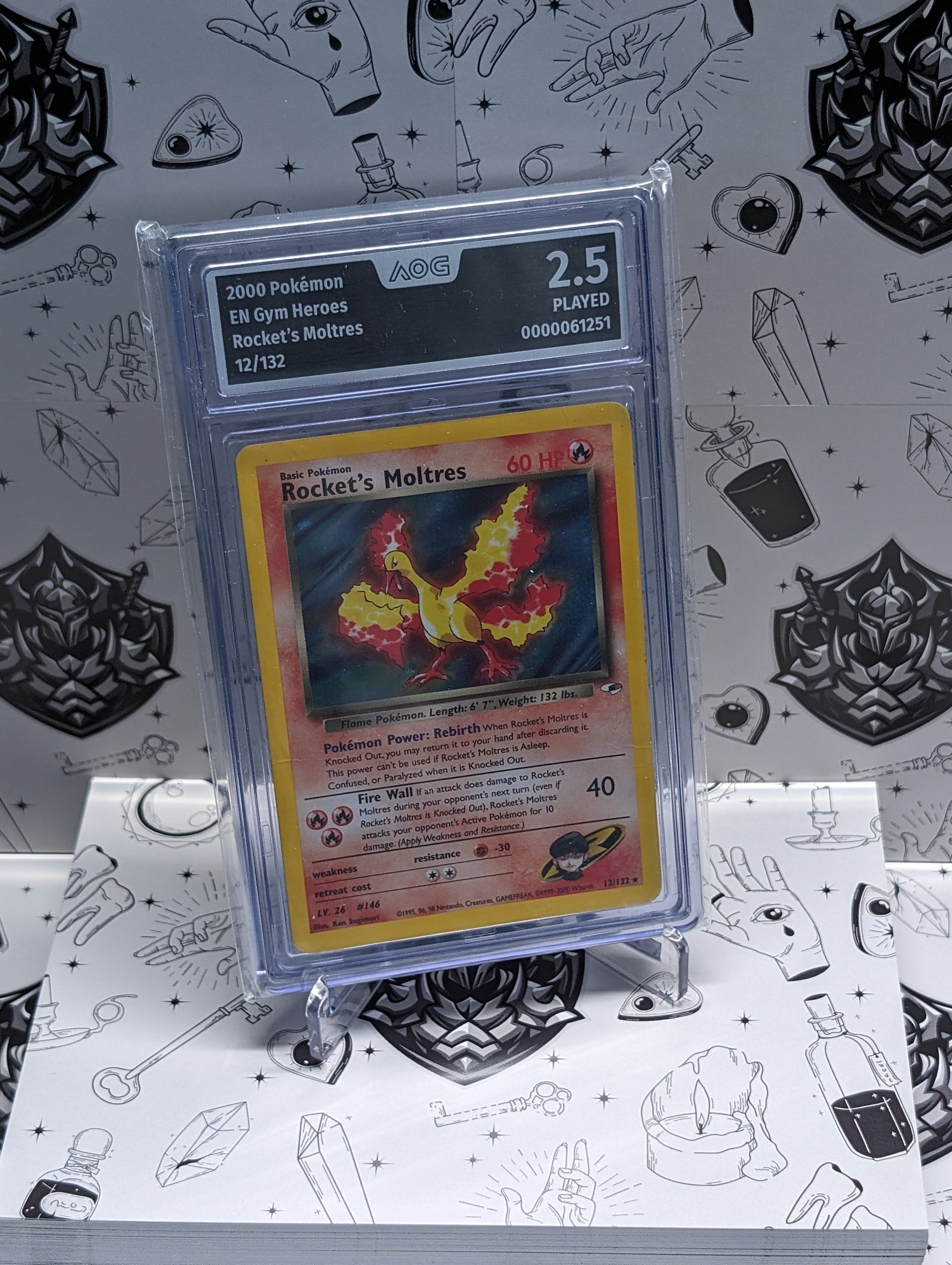 AOG Graded 2.5 - 2000 Pokémon – Gym Heroes – EN Rocket's Moltres 12/132